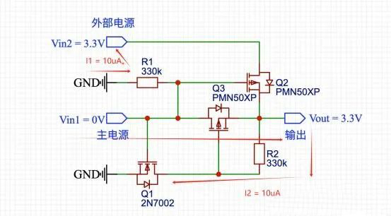 MOS管 雙電源自動(dòng)切換電路