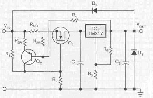 用場效應管進行過流保護的電路圖