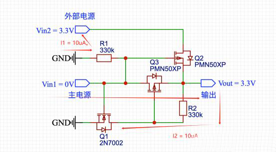 MOS管 電源自動切換 0壓降